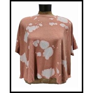NWT Buckle Gilded Intent Crop Top Shirt Knit Tie Dye Raw Hem Nude Peach Large
